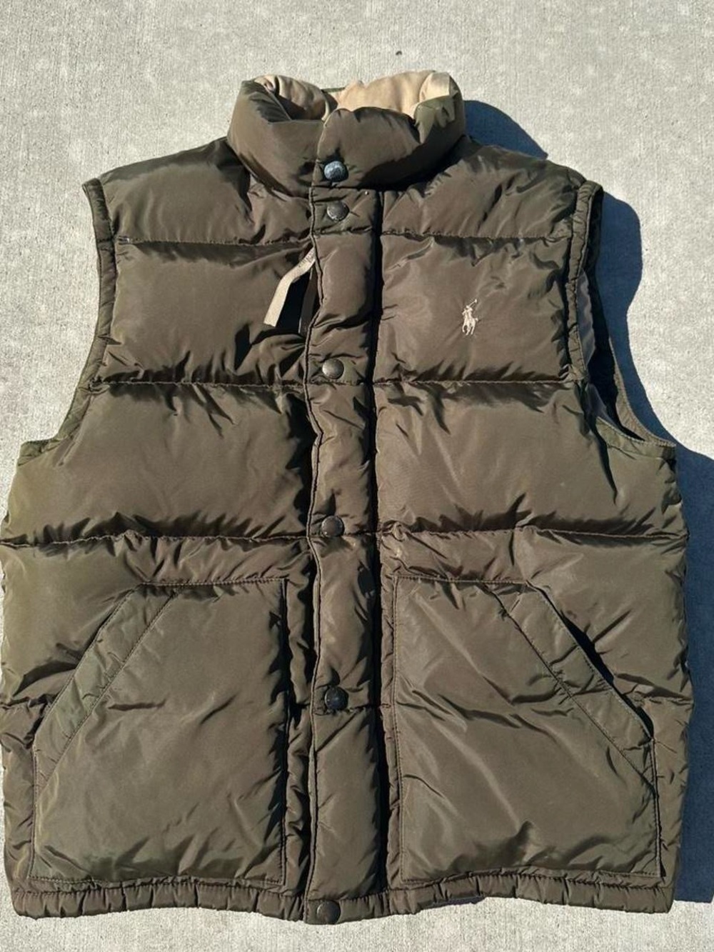Polo by Ralph Lauren Olive Green Quilted Down Puffer Vest